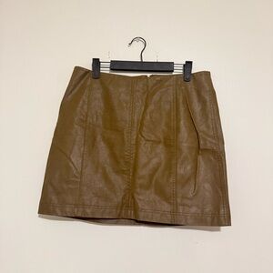 Free People | Tan Leather Mini Skirt